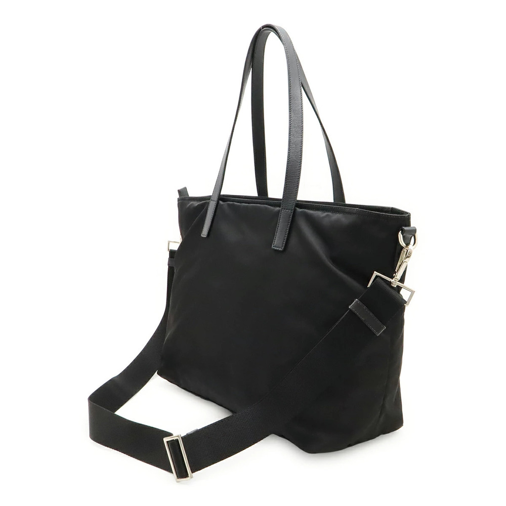 Prada Leather NERO Black Tessuto Crossbody Triangle Saffiano Tote Bag Black